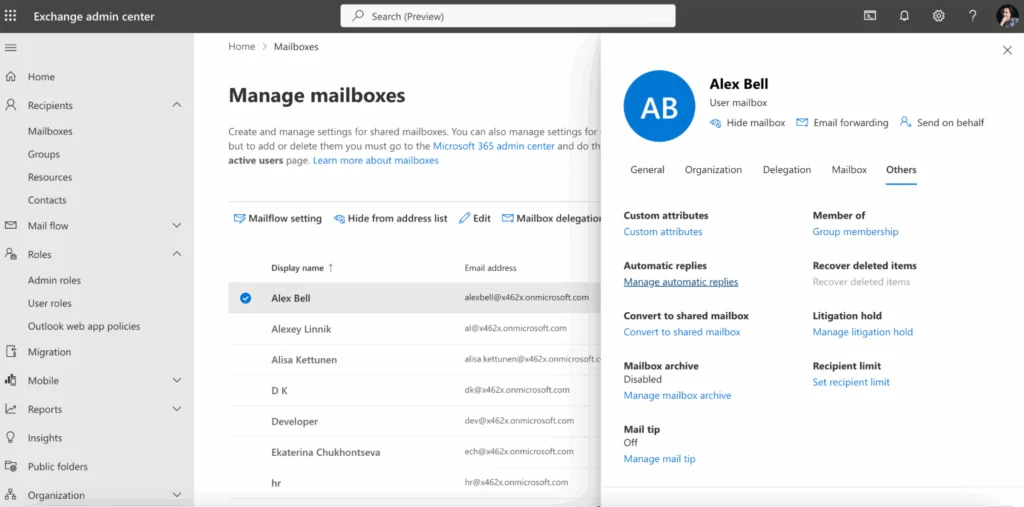 Setting automatic replies in Outlook