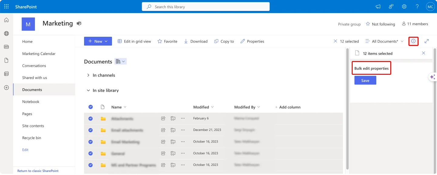 Navigating to bulk edit properties in SharePoint