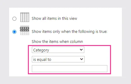 SharePoint default calendar view blank category filter