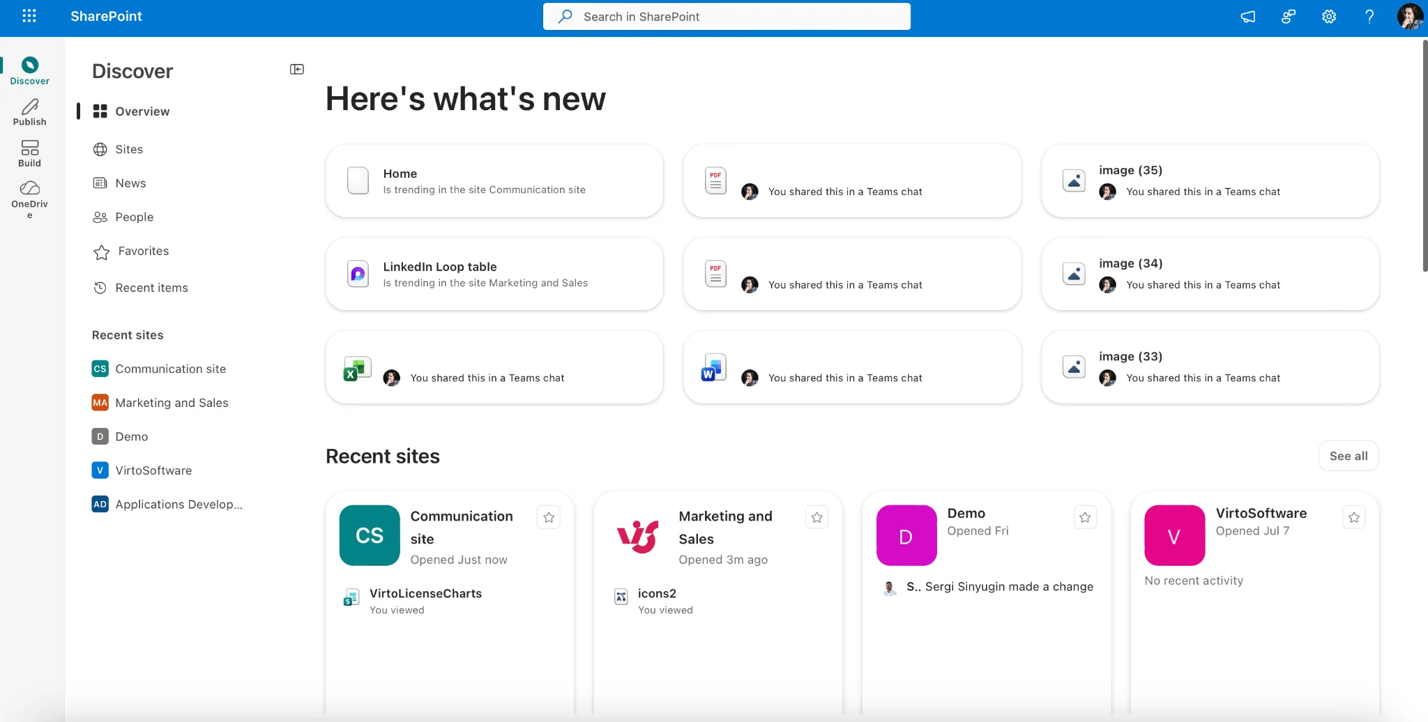SharePoint landing page overview