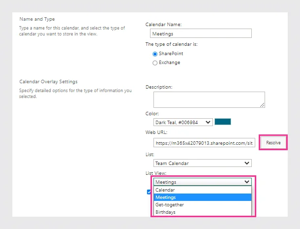 SharePoint overlay color picker for calendar view