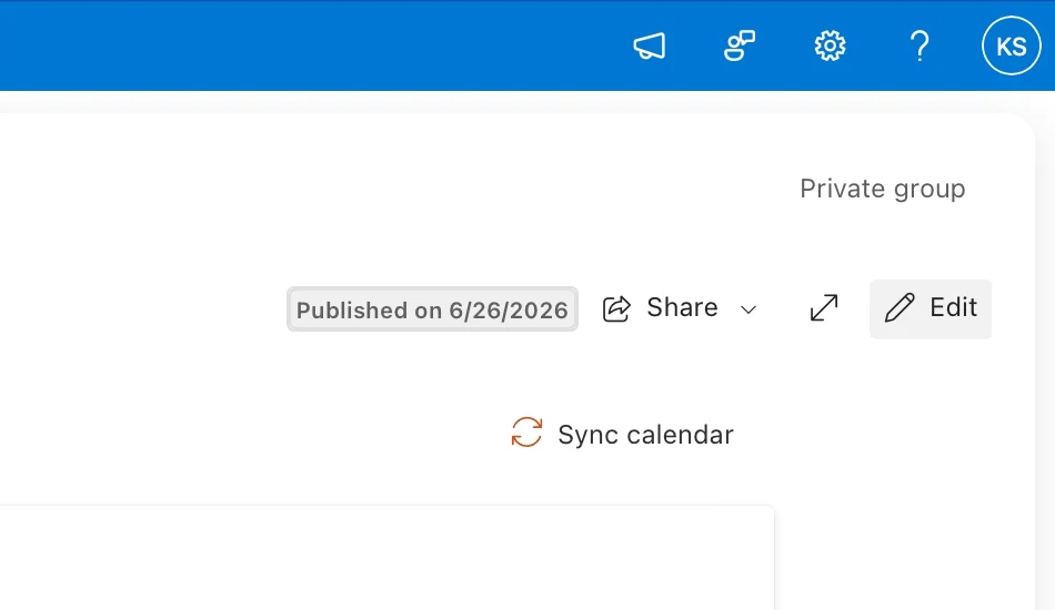 Select Edit to start editing the page