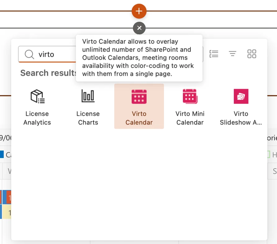 Search for and pick a web part from the toolbox