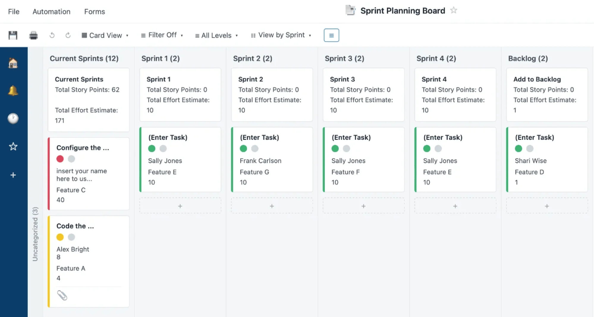 Smartsheet grid gantt view