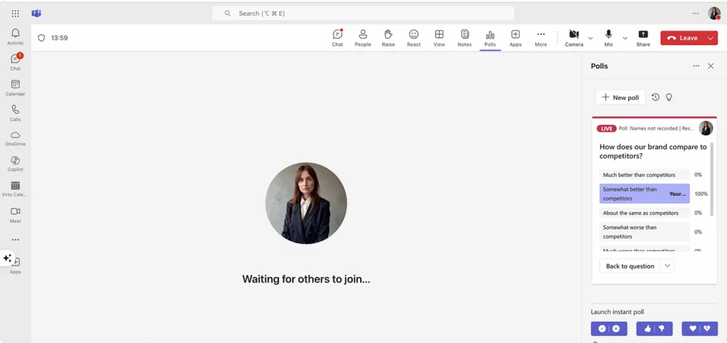 Navigating to your poll within the meeting interface