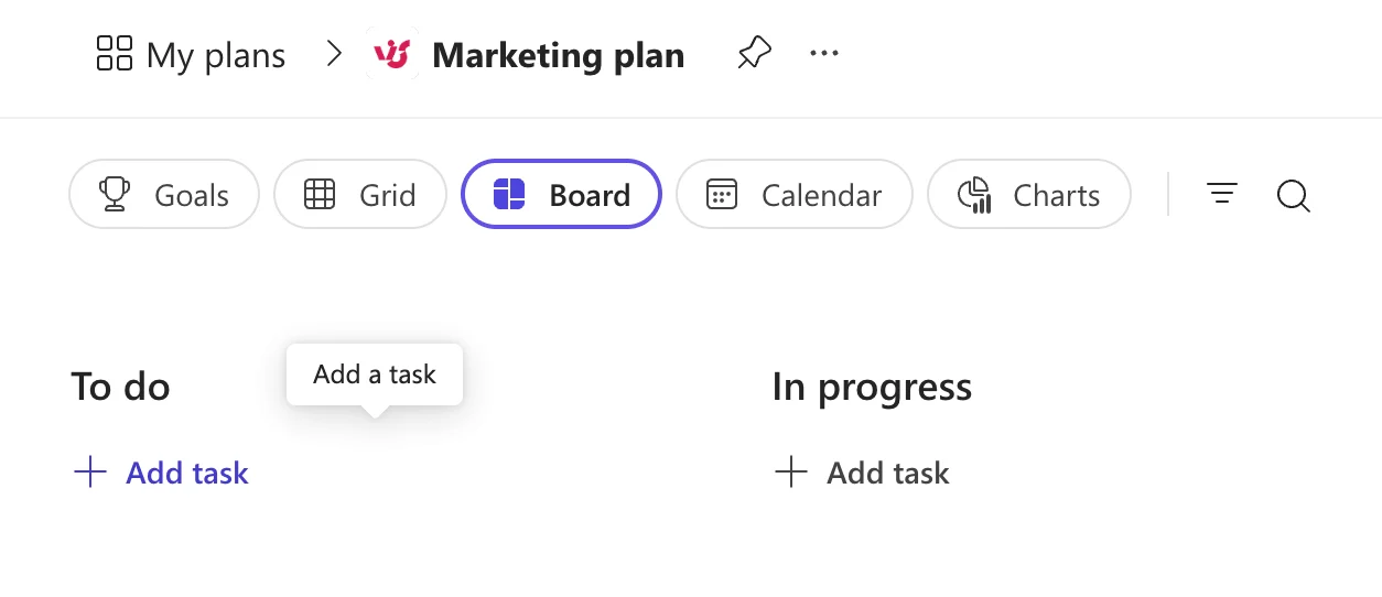 Adding a task within a plan