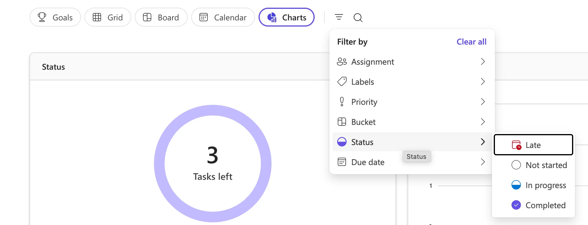 Filtering tasks in Planner