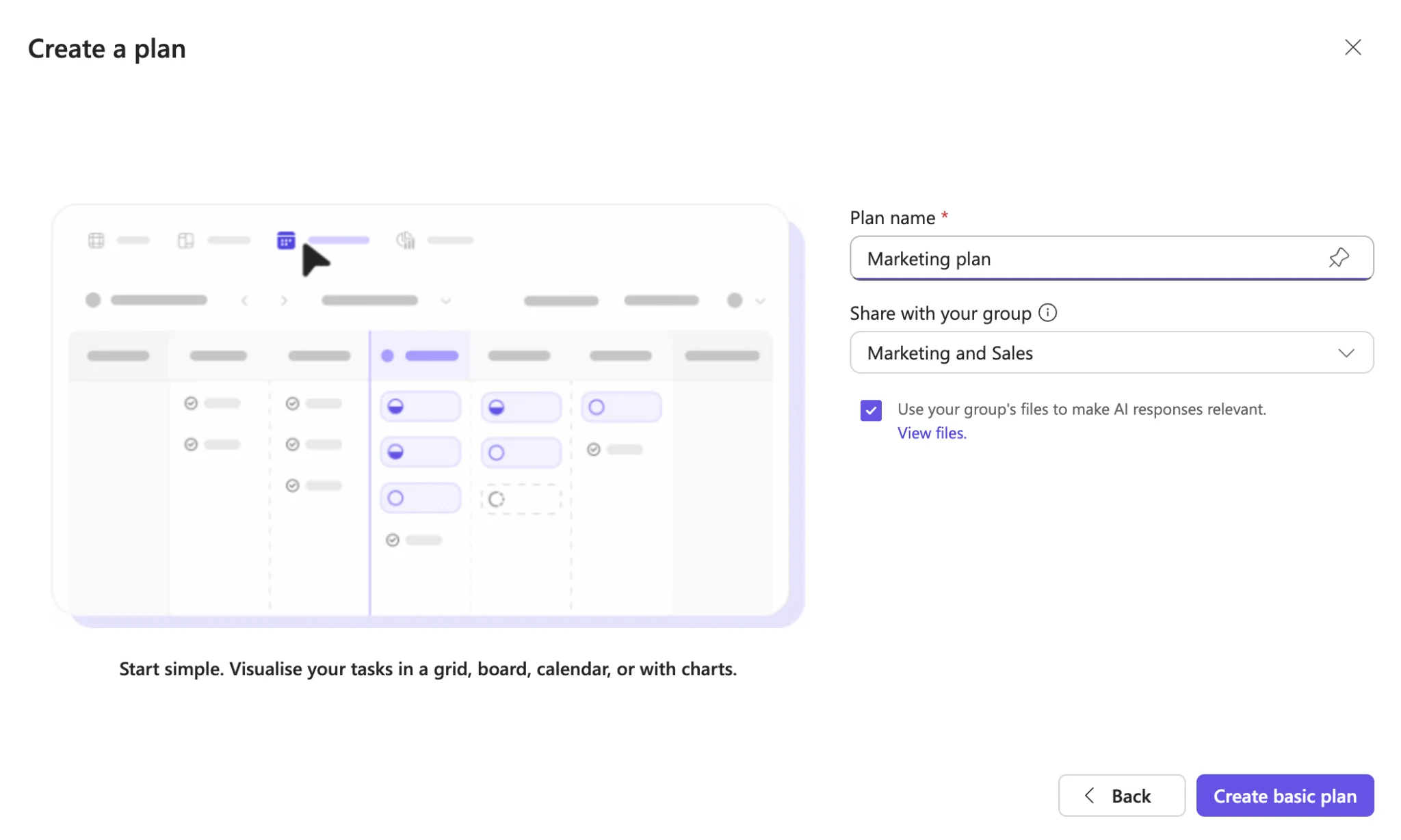 Naming your plan and sharing with your group