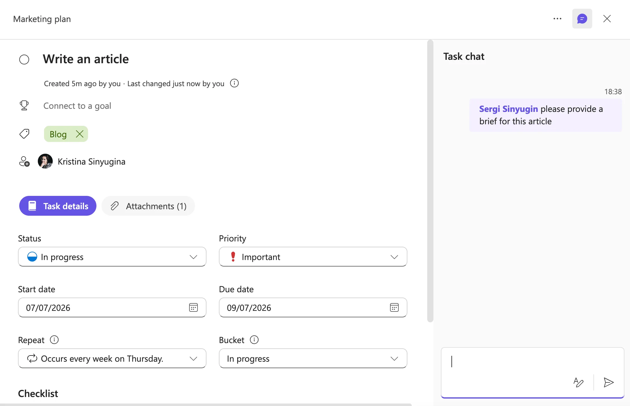 Adding more details to a task card