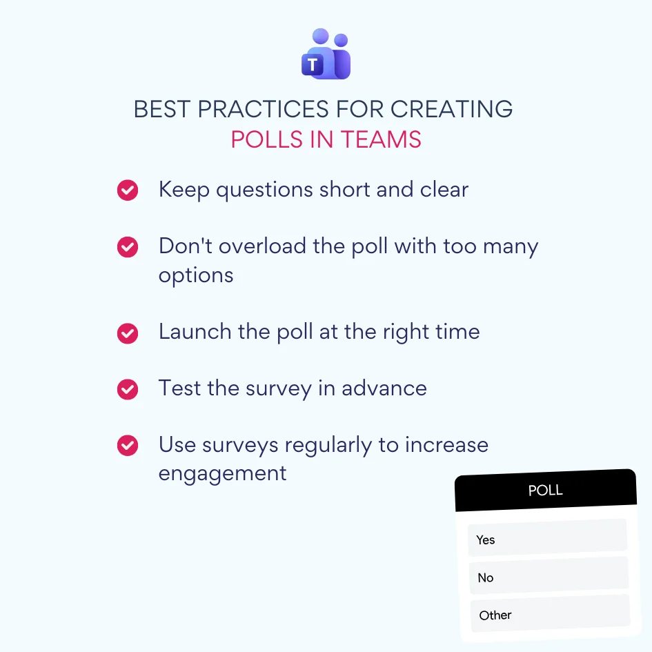 Best practices for creating polls in Teams infographic