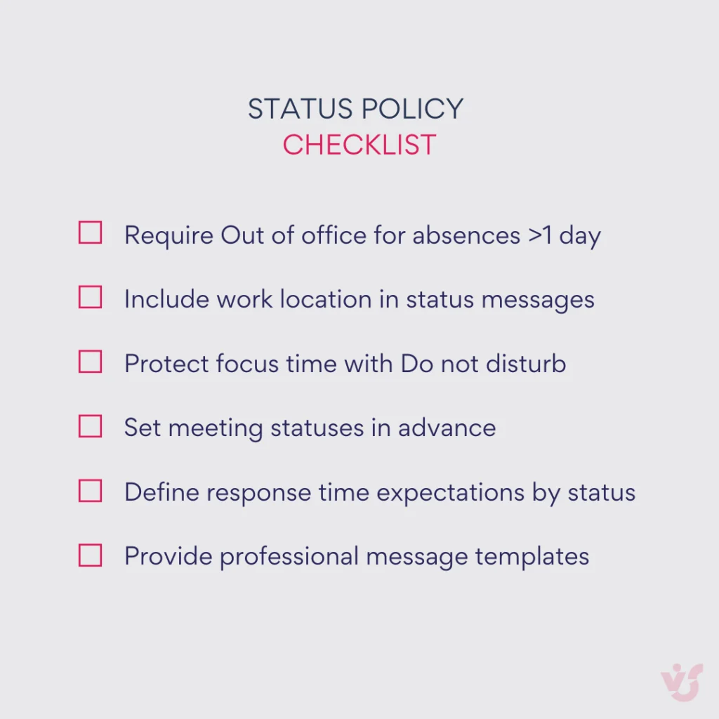 Teams status policy checklist