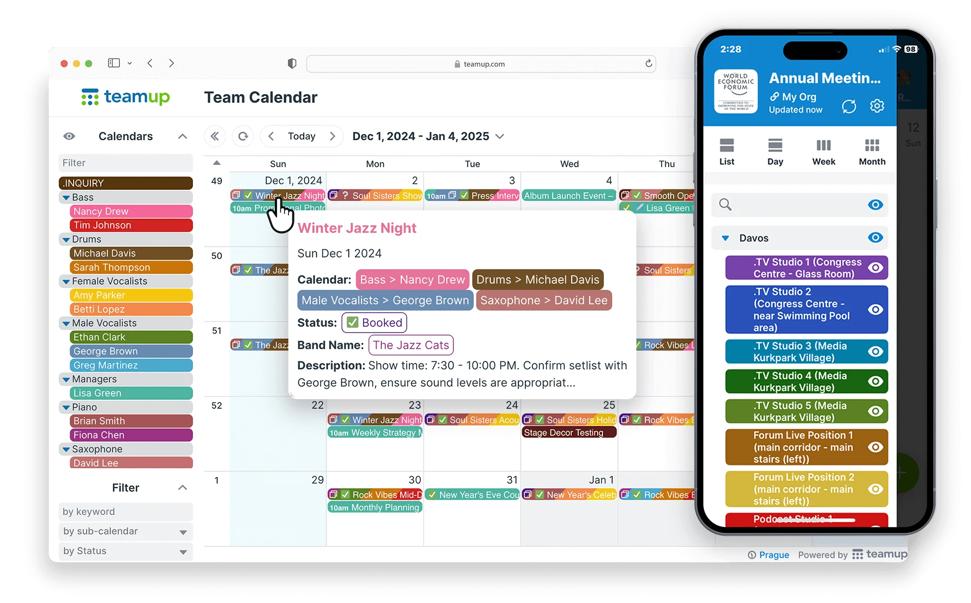 Teamup Calendar group scheduling view