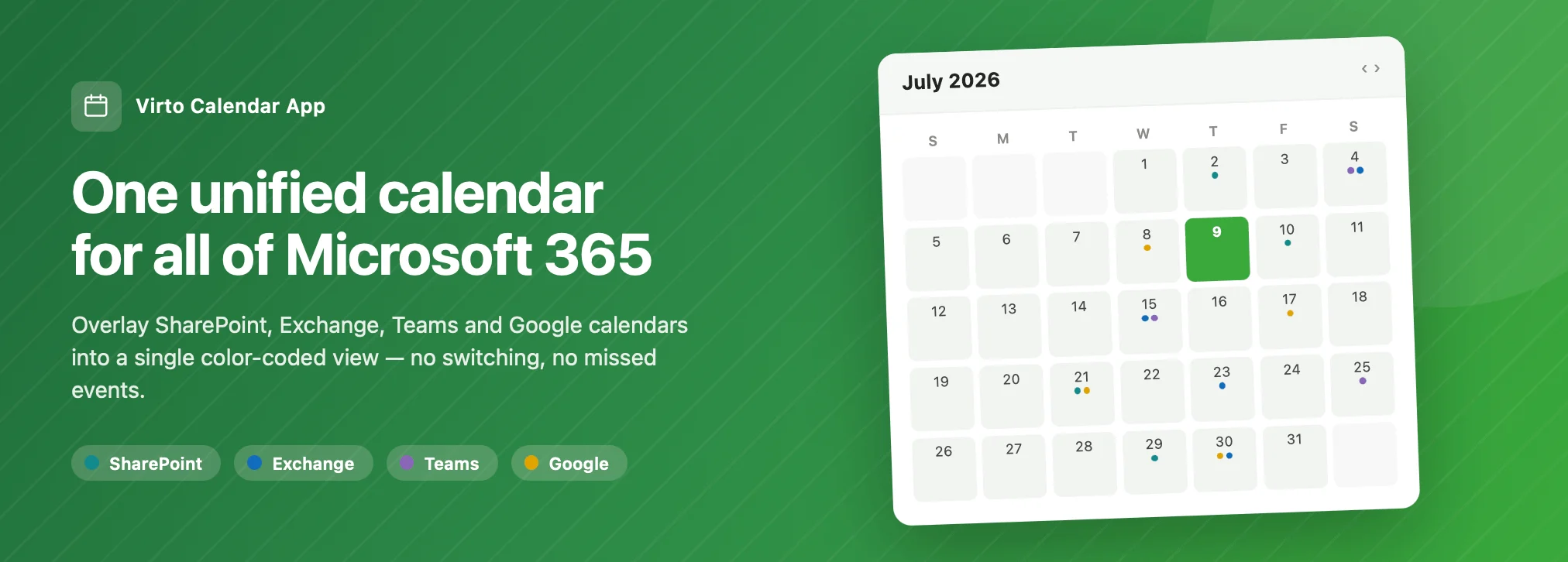 Virto Calendar App setup for team collaboration
