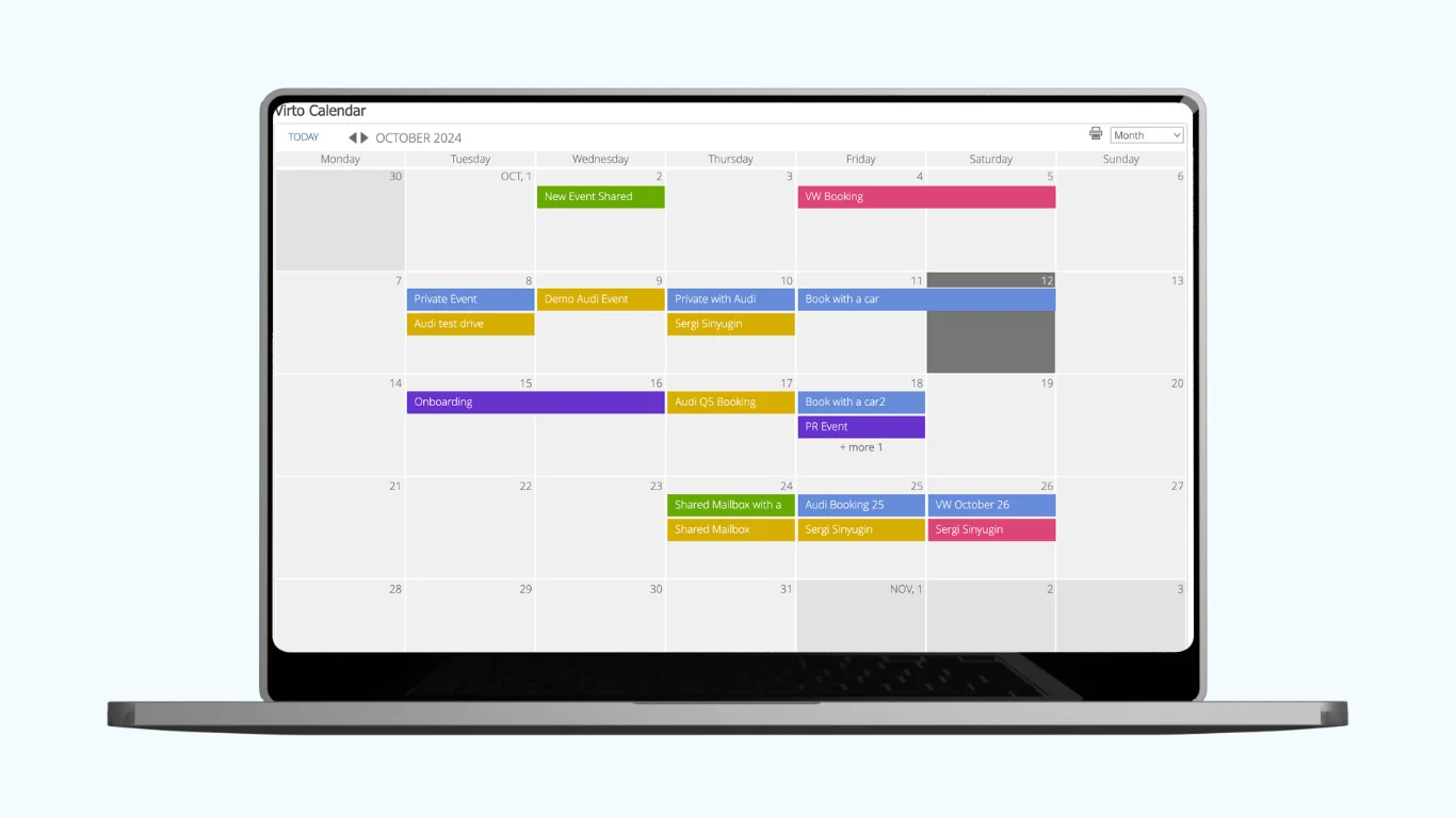 Virto Calendar Web Part on-premises view