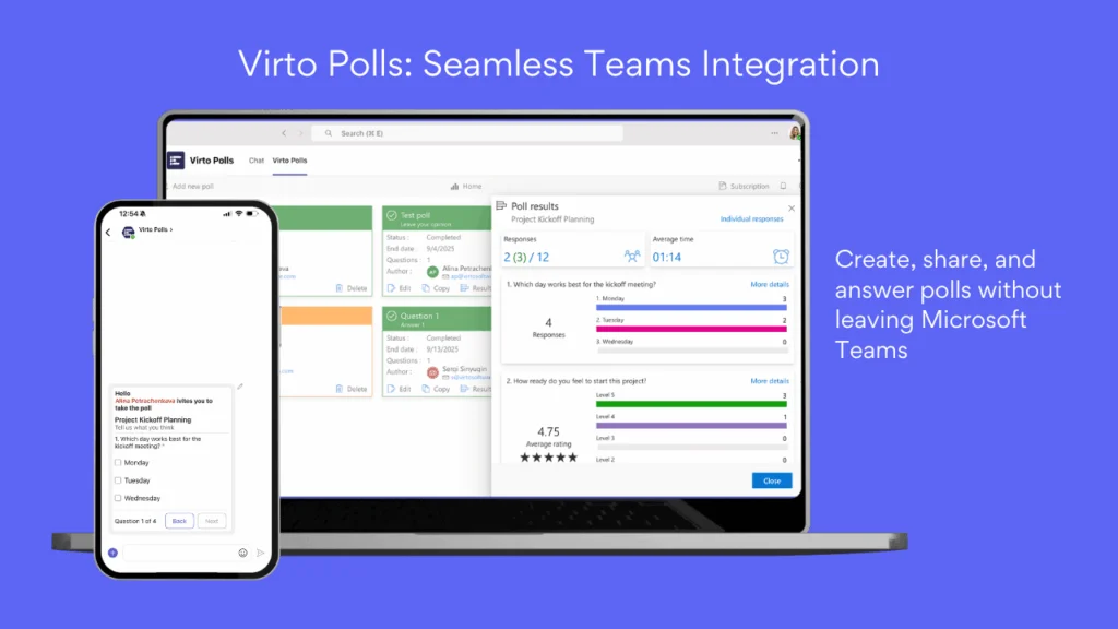 Virto Polls seamless Microsoft Teams integration