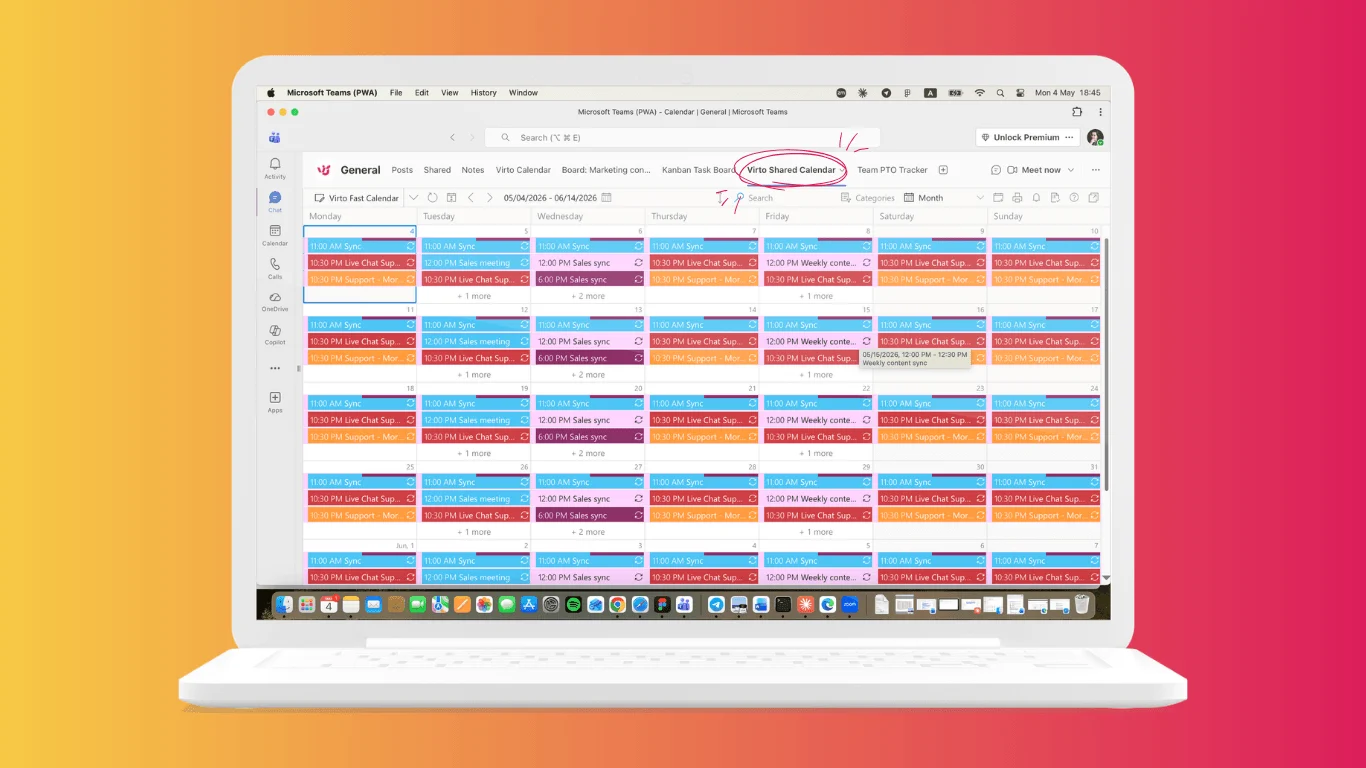 Virto Shared Calendar in Microsoft Teams