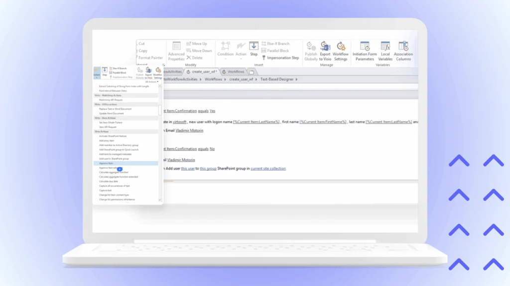 Virto Workflow Automation Web Part interface