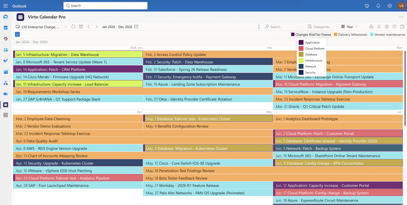 CIO Change, Release & Freeze Calendar