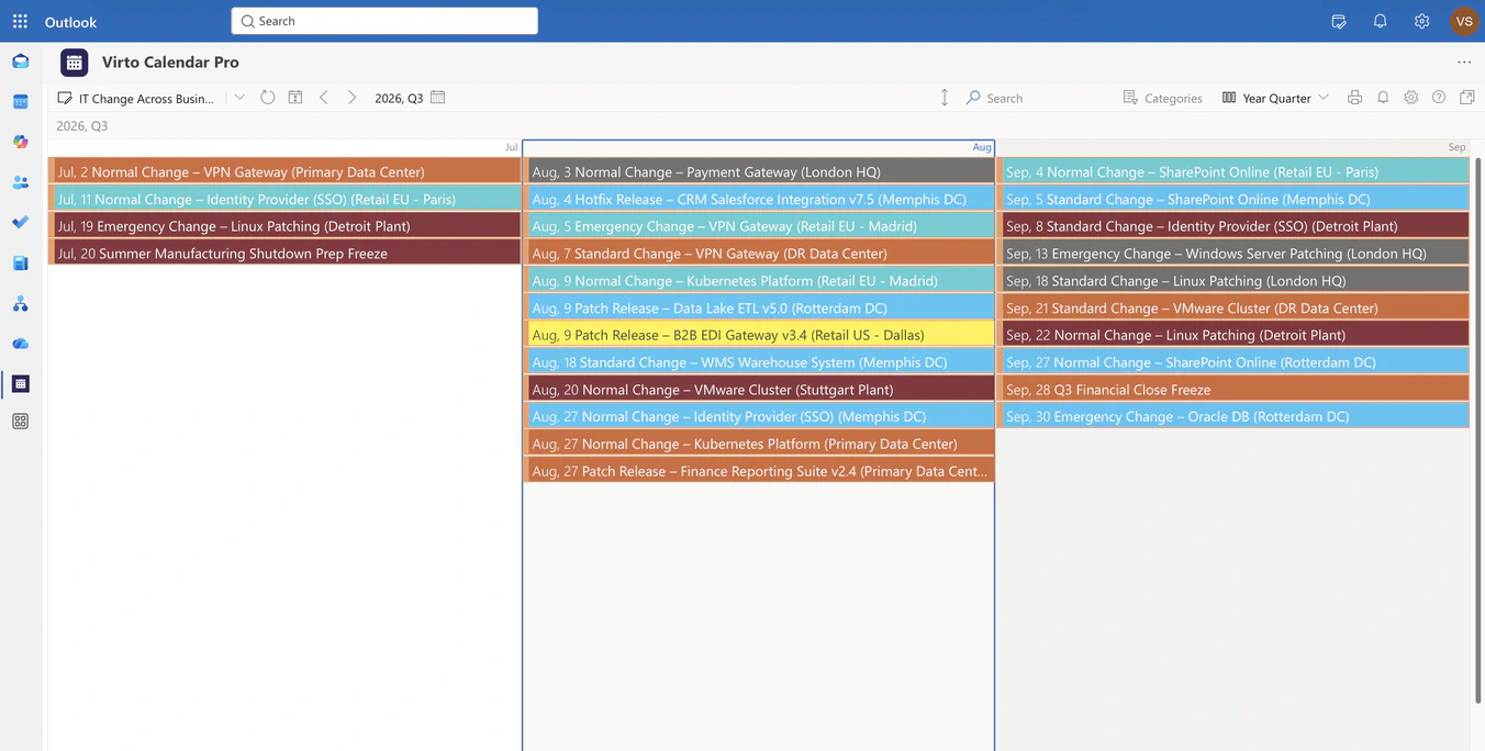 IT Change & Release Calendar