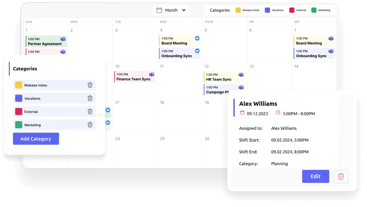 Coordinate team schedules